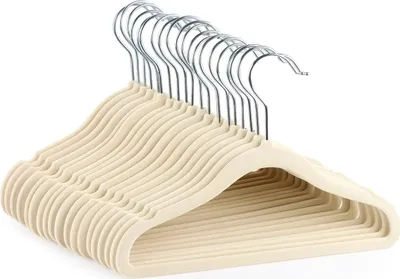 Produktbild von Kinderkleiderbügel mit Samtbezug, 20 Stück Samt Kleiderbügel für Neugeborene Baby Kinder Kleinkinder mit Samtbezug,Baby Bügel Set Beige mit Rutschfester Oberfläche für Kinder&Babykleidung