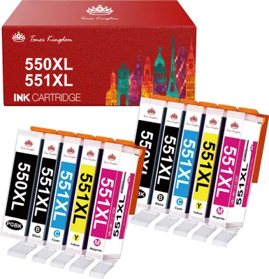 Produktbild von Kompatibel Tintenpatronen für Canon PGI 550XL 550 CLI 551XL 551 (2PGBK & 2BK/C/M/Y 10 Multipack) zu verwenden mit PIXMA iX6850 MG5450 MG5650 MX725 MG7550 MG7150 MG6650 MG6450 iP8750 MX925
