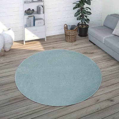 Produktbild von Teppich Wohnzimmer Einfarbig Schlicht Und Modern Kurzflor, Versch. Größen Farben Grösse 120 cm Rund