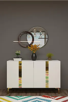 Obrázok produktu pre Skye Decor, kvalitná konzolová zostava (3 kusy) – dub sýto modrej farby, 100% melamín, 120 cm