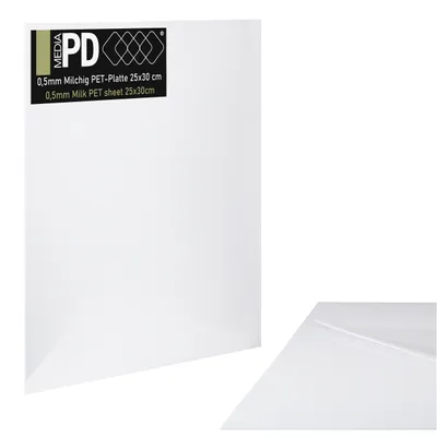 Produktbild von PET Platte Matt Weiß 25x30cm 0,5mm - Blickdichte Kunststoffplatte Bastelglas Modellbau Folie Zuschnitt