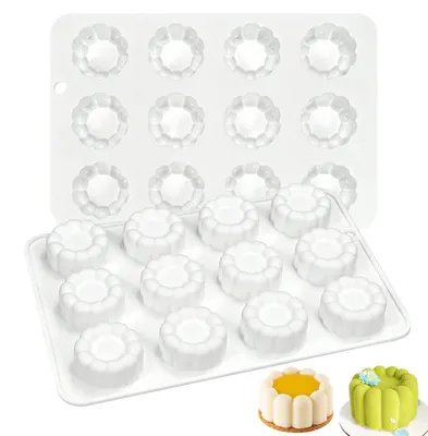 Image de Moule en silicone pour desserts, 12 cavités en forme de fleurs, dimensions 21,8 x 14,5 cm