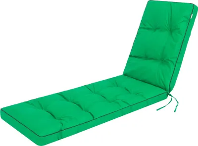 A green chaise lounge cushion on a white background.