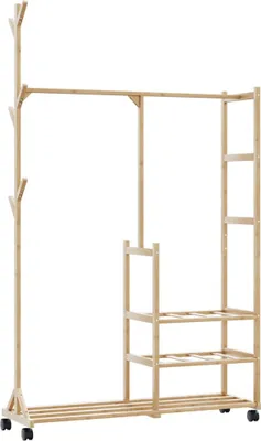 Zdjęcie produktu dla Wieszak na ubrania z półkami i kółkami, 100x38x175,5 cm