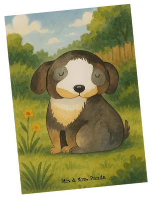 Produktbild von Mr. & Mrs. Panda Postkarte Hund Entspannen Design - Weiß - Geschenk, Sprüche, Flauschig, Fotokarte, Postkarten, Ansichtskarte, Ansichtskarten, Liebe, Niedlich, Grußkarte