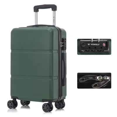Produktbild von yonsly Premium Reisekoffer TSA-Schloss,YKK-Reißverschluss Hartschalen-Koffer Trolley Kabinenkoffer Rollkoffer Suitcase Handgepäck (Dunkelgrün, M)