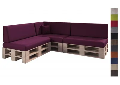 Produktbild von sunnypillow 8er Palettenkissen Set mit abnehmbarem Bezug Sitzkissen + Rückenkissen Palettenauflage Palettenpolster Indoor / Outdoor | Violett |