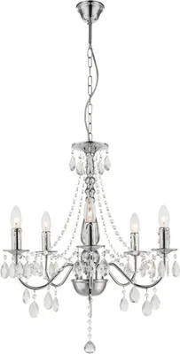 Produktbild von LED Kronleuchter, Lüster, Kristalle, 5-flammig, H 143 cm