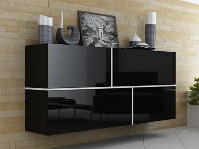 Image de Commode suspendue BETANIA – noir / noir brillant / blanc