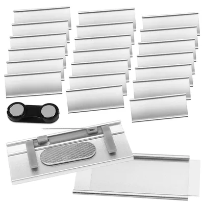 Productafbeelding van Set van 20 Magnetische Naamplaatjes van Aluminium voor Werk en Evenementen