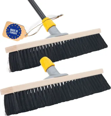 Produktbild von Novaliv 2x Saalbesen 40 cm mit Stiel Borsten Haarmischung besen fein Ideal als Werkstattbesen mit Stiel Hallenbesen Industriebesen Hausbesen Kehrbesen Zimmerbesen Haarbesen Terassenbesen Besen weich