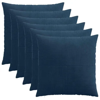 Obrázok produktu pre vidaXL Vankúšový poťah, 6 ks, ALMELO, tmavomodrá, 80 x 80 cm, materiál: cord