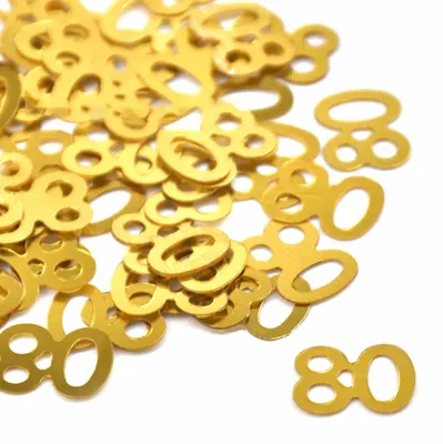 Productafbeelding van Gouden confetti voor 80e verjaardag, tafelversiering en feestdecoratie