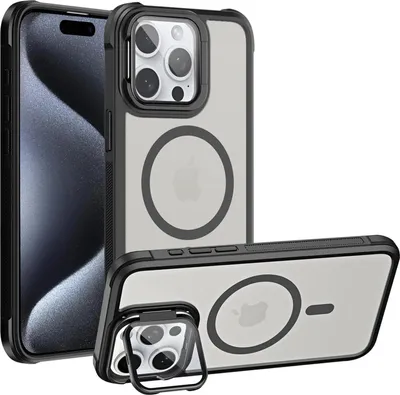 Zdjęcie produktu dla Etui ochronne do iPhone'a 15 Pro, kompatybilne ze składaną szklaną podstawką ochronną na aparat MagSafe