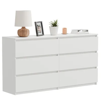 Produktbild von Kommode Weiss Matt 120 Cm Modern Klassisch 6 Schubladen Für Wohnzimmer Büro Schlafzimmer