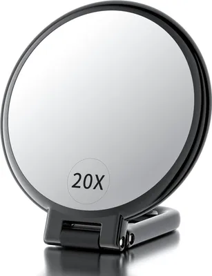 Produktbild von Handspiegel 20X/1X Vergrößerung, Doppelseitig, Faltbar, 360° Schwenkbar, Tragbar