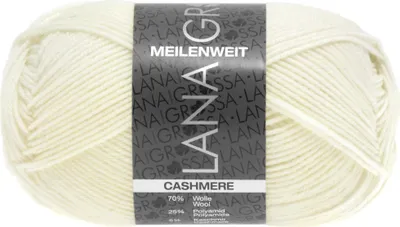 Zdjęcie produktu dla Lana Grossa MEILENWEIT 50 g CASHMERE miękka 4-warstwowa wełna skarpetkowa z zawartością kaszmiru 210 m Kolor 001 - Biały