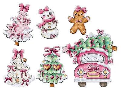 Obrázok produktu pre Letistitch, súprava na výšivku "Vianočné motívy, sada 6 kusov", s počítaným vzorom, 9,5 cm