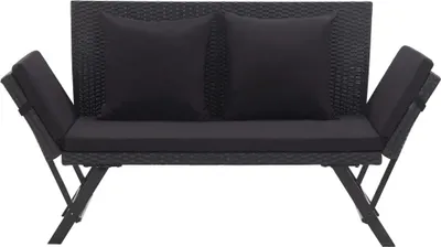 Produktbild von vidaXL Gartenbank mit Auflagen 176 cm Schwarz Poly Rattan