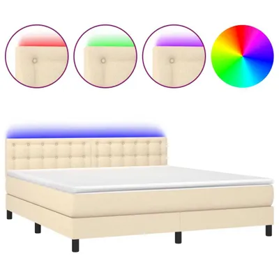 Produktbild von Boxspringbett mit Matratze & LED Creme 180x200 cm Stoff