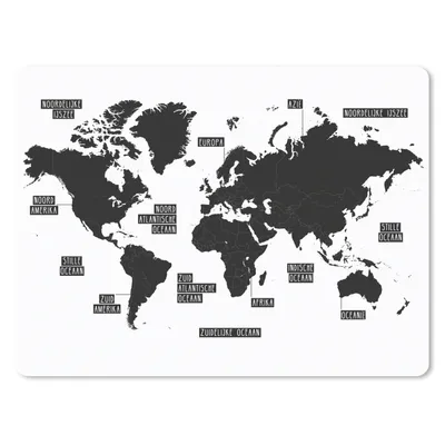 Produktbild von MuchoWow® Mauspad Mousepad Weltkarte - Schwarz und weiß 40x30 cm - Mousepads - Maus Mat - Pad - Mausunterlage - Anti Rutsch