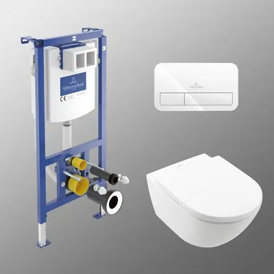 Produktbild von Villeroy & Boch Subway 3.0 WC-Set mit Vorwandelement und Betätigungsplatte