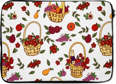 Produktbild von MuchoWow® Laptop Hülle 13 Zoll Korb - Obst - Muster Laptoptasche - Laptophülle - Sleeve - Rundumschutz