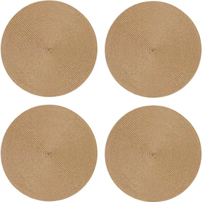 Produktbild von Tischset 4er Set Caramel rund 35 cm Ø Platzset abwaschbar Platzdeckchen geflochtene Optik