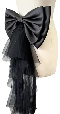 Abnehmbare Satinschleife für Brautkleid, schwarz, 39 cm