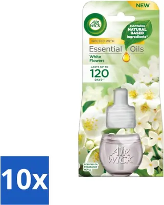 Produktbild von Air Wick – Lufterfrischer-Nachfüller – Ätherische Öle – Freesie & Jasmin – Elektrischer Duftdiffusor – 20 ml - Vorteilspack - 10 Stücke