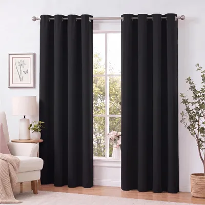 Produktbild von Ösenvorhang 140x145cm #9009 schwarz