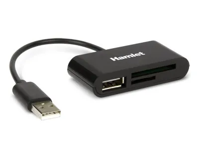 Produktbild von Hamlet XZR101UA MicroSD und SD Kartenleser USB 2.0 Schwarz 2 Steckplätze 480 Mbit/s