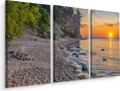Obrázek produktu pro Obrázek západ slunce triptych pohled na moře 3D 150x100cm
