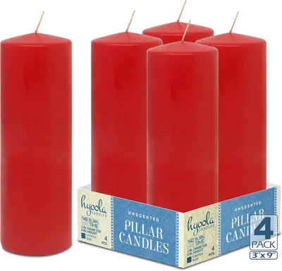 Produktbild von Stabkerzen Zylinder Langbrennend Rot Set 4 Stk 22,5 x 7,5 cm
