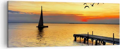 Produktbild von Bild auf Leinwand - Leinwandbild - Strand landschaft wasser brücke - 140x50cm - Wand Bild - Wanddeko - Leinwanddruck - Bilder - Kunstdruck - Leinwand bilder - Wandkunst - AB140x50-2535