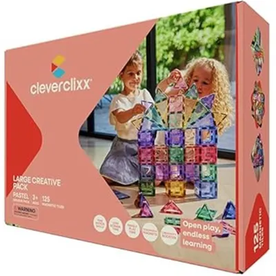 Produktbild von Cleverclixx Großer Kreativ-Bausatz Pastellfarben 125 Teile / Magnetsteinbausatz