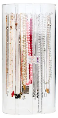 Produktbild von Acryl-Halskettenhalter mit 24 Haken, transparenter Organizer, staubdicht, drehbar, Schmuckaufbewahrung, Ständer, Vitrine