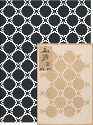 Produktbild von Wandschablone Groß Muster, Malschablone 59x95 cm Zaghura Marokkanisch Maurisch Wiederverwendbare Kunststoff, Geometrische Tapete Wandgestaltung