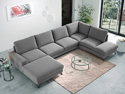 Obrázek produktu pro Rozkládací sedačka do U s úložným prostorem LANSING - šedá, levý roh