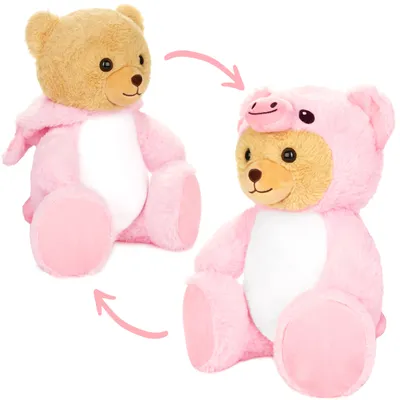 Zdjęcie produktu dla BRUBIES Teddy Pig - 25 cm pluszowy miś w kostiumie świnki z kapturem - pluszowy prezent dla dzieci - pluszowa zabawka na przytulne przygody