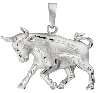 Produktbild von Anhänger Sternzeichen Stier aus 925 Silber, Halsschmuck rhodiniert teilmattiert