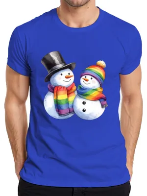 Immagine prodotto di Maglietta da uomo LGBTQ+ Snowmen - Christmas Gift, blu, M
