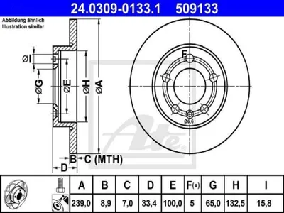 Produktbild von ATE Bremsscheiben (2 Stück)  24.0309-0133.1