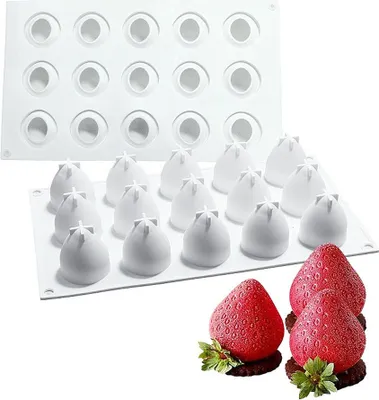 Obrázok produktu pre CANDeal 2ks Forma na pečenie jahôd. Silikónové ručne vyrábané cukrovinky, silikónová forma na pečenie, jahodová forma na cupcake, fondánová silikónová forma na jahody