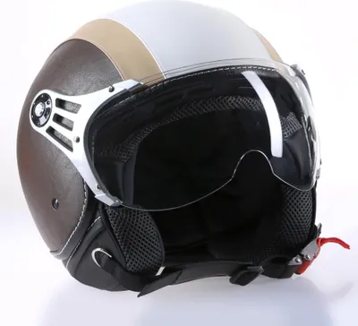 Obrázok produktu pre CMX Jet Helma - Prilba na skúter Chap Leather biela, hnedá, béžová "L