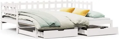 Immagine prodotto di vidaXL Letto da giorno allungabile con cassetti senza materasso Bianco 80x200cm