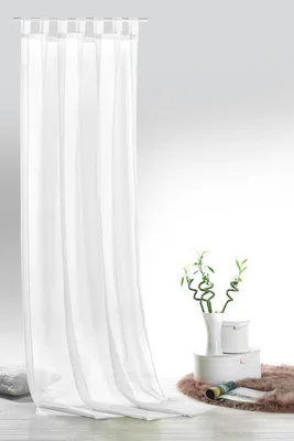 Produktbild von heimtexland ® Vorhänge Uni Voile einfarbig transparent Fensterdekoration Deko Gardine Typ418 Weiß Schlaufenschal HxB 245x140 cm