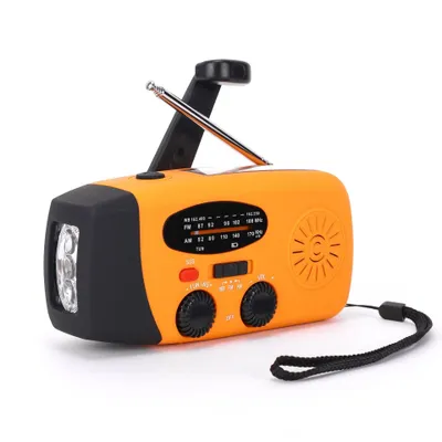 Produktbild von Solar Radio, Kurbelradio mit LED-Beleuchtung,Notfallradio AM/FM Radio mit 2000-mAh-Akku, Handkurbel-Dynamo für Notladung von Smartphone, Orange