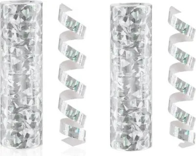 Zdjęcie produktu dla Srebrna, holograficzna serpentyna - 400 cm - Sylwester - 2 sztuki