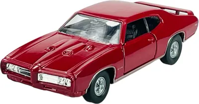Image de Welly Old Timer 1969 Pontiac GTO Rouge 1:34-1:39 Modèle réduit en métal moulé sous pression Neuf dans sa boîte 43714
